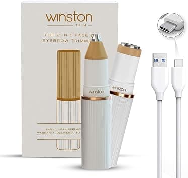 WINSTON 2 in 1 Face & Eyebrow Trimmer for Women, Rechargeable Electric Facial Hair Remover, 90 Min Runtime, C-Type Charging, Upper Lip, Chin, Forehead, Nose & Ear Hair Trimmer on Amazon.ae - Price Tracker