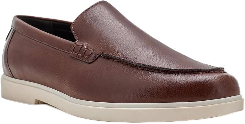 NDURE Men's Slip-On Loafers, Dark Brown, Leather, White Sole, Casual Style على Amazon.ae - متتبع الأسعار