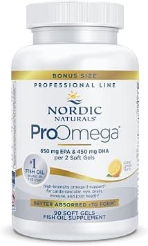 Nordic Naturals ProOmega, Lemon Flavor - 90 Soft Gels - 1280 mg Omega-3 - High-Potency Fish Oil with EPA & DHA - Promotes Brain, Eye, Heart, & Immune Health - Non-GMO - 45 Servings على Amazon.ae - متتبع الأسعار