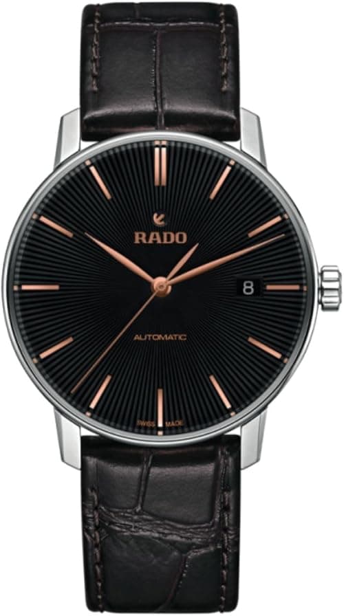Rado Coupole Automatic Male with Black Dial and Date Display with Leather Strap and Swiss Automatic Movement on Amazon.ae - Price Tracker