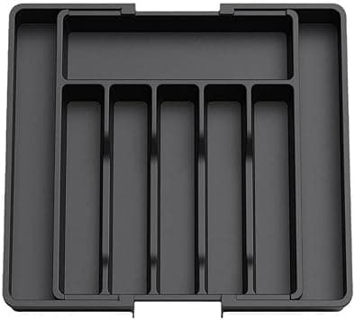 Expandable Cutlery Organizer Tray for Kitchen Drawer, Adjustable Utensil Organizer, 8 Compartments, BPA-Free Food Grade Plastic, Fits Most Kitchen Drawers, Non-Slip, Black on Amazon.ae - Price Tracker