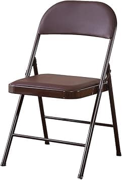 Folding Chair with PU Seats, Heavy-Duty Metal Frame Non-slip Foldable Chair for Home Office Outdoor Use (Brown) على Amazon.ae - متتبع الأسعار
