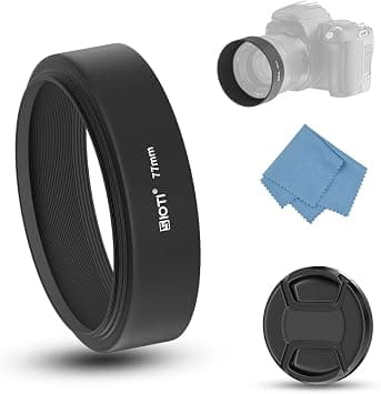 SIOTI Camera Standard Focus Metal Lens Hood + Cleaning Cloth + Lens Cap for Nikon Canon Sony Fuji Pentax Sumsung Leica Standard Thread Lens (77mm) on Amazon.ae - Price Tracker