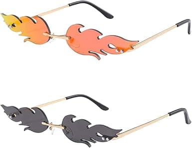 KASTWAVE Sunglasses, Metal Frame, Metal Lens, Rimless Fire Shaped Glasses, Flame Shape Sunglasses, Eye - Catching and Cool, The Nose Pads are Soft and Can be to Fit Most People’s Noses on Amazon.ae - Price Tracker