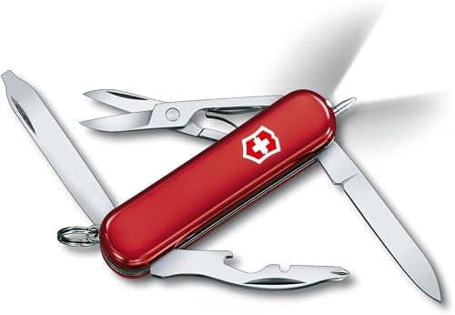 Victorinox Midnite Manager Swiss Army Pocket Knife, Small, Multi Tool, 10 Functions, LED, Scissors, Red on Amazon - Best Deal Finder