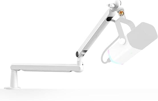 FIFINE Boom Arm Mic Stand, Low Profile Metal Microphone Stand, Podcast Mic Boom Arm with Desk Mount, Cable Channels Management, White for Recording/Streaming/Gaming/Home Office-BM88W على Amazon.ae - متتبع الأسعار