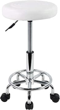 KKTONER PU Leather Modern Round Rolling Stool with Footrest Height Adjustable Spa Drafting Salon Tattoo Work Massage Stools Task Chair Small (White) on Amazon.ae - Price Tracker