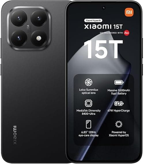 Xiaomi 15T Black 12+512GB, 6.83" 120Hz Eye-care Display, MediaTek Dimensity 8400-Ultra, 50MP Leica Summilux Optical Lens, 5500mAh on Amazon - Best Deal Finder