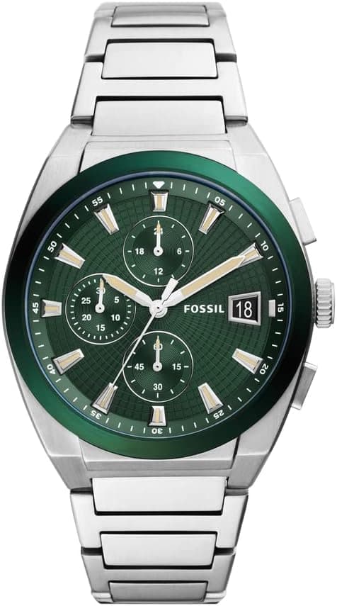 Fossil Men's Everett Stainless Steel Dress Quartz Chronograph Watch, 18 mm - Everett Chronograph Stainless Steel Watch - FS5879 on Amazon.ae - Price Tracker
