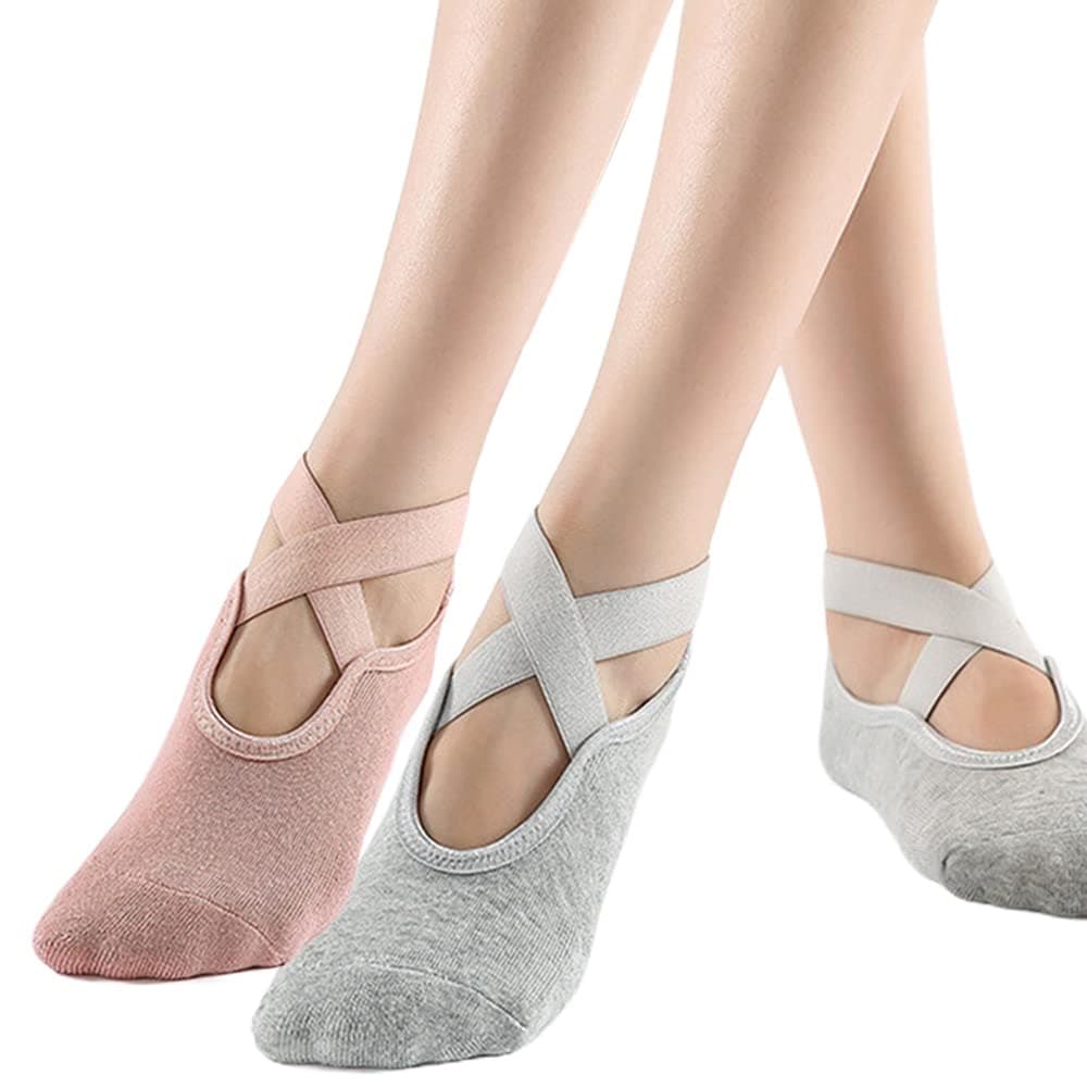 Dress Cici Yoga Grip Socks With instep Straps, Women Socks for Yoga, Pilates, Gym 2 Pairs One Size Fit EU Shoe Size 36-42 on Amazon.ae - Price Tracker