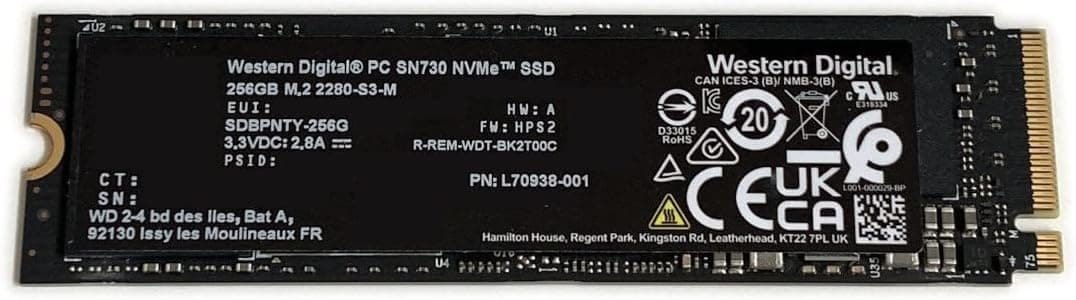 Western Digital WD 256GB Gaming SSD PC SN730 Black L70938-001 M.2 2280 PCIe Gen3 x4 NVMe SDBPNTY-256G Solid State Drive for Dell HP Omen Victus Lenovo Laptop Desktop Ultrabook على Amazon.ae - متتبع الأسعار