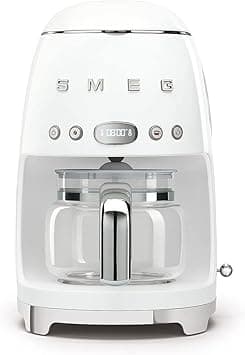 Smeg DCF02WHUK Drip Coffee Machine, 10 Cup Capacity, Auto-Start Mode, Reuseable Filter, Digital Display, Anti-Drip System, Aroma Intensity Option, 1.4 Litre Tank, White on Amazon.ae - Price Tracker