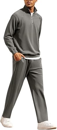 COOFANDY Men's Tracksuit 2 Piece Relaxed Fit Half-zip Sweatsuits Athletic Running Jogging Suit Sets on Amazon.ae - Price Tracker