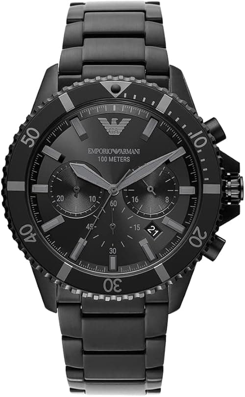 Emporio Armani Men's Dress Watch with Stainless Steel, Silicone, or Leather Band, Black, Sports Watches on Amazon.ae - Price Tracker