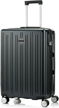 American Tourister Reggio Suitcase V2, Check-In Size 68 cm / 25 inch, 4 Spinner Wheels, Hard Top, Polycarbonate, Black|TSA Lock|Aluminum Handle|Expandable|Divider Pad - 3 Years International Warranty on Amazon - Best Deal Finder