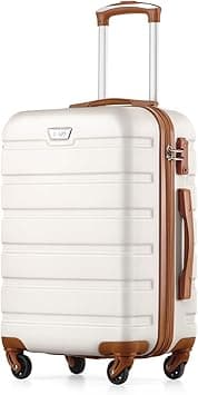 COOLIFE Carry on Luggage Travel Gear Trolley Bag ABS Lightweight Hard Shell Suitcase with TSA lock and Durable 4 Spinner Wheels (White/Brown, S(20 inch)) on Amazon.ae - Price Tracker
