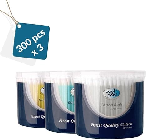 Cool & Cool Ear Buds - 300's(Pack of 3) - Round Thick Tips,Cotton Swabs,100% Cotton,Double Tipped,Hygienic,Gentle & Safe Swabs for Ears - 900 Pieces - Assorted on Amazon.ae - Price Tracker