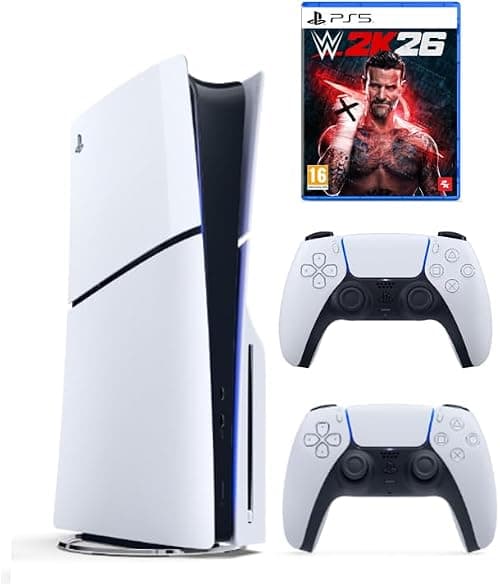 Sony PlayStation 5 Slim Disc Console with Extra Dualsense White Controller and WWE 2K26 Standard Edition - International Version على Amazon.ae - متتبع الأسعار