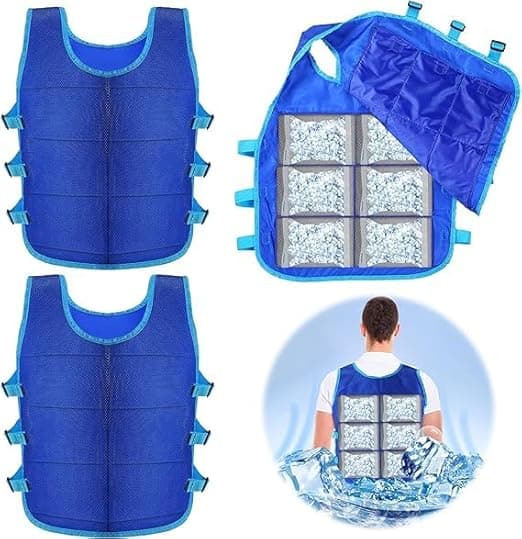 Nalacal 2 Pcs Cooling Vest With 48 Ice Pack, Evaporative For Men Women, Adjustable Vest, Blue, L on Amazon.ae - Price Tracker