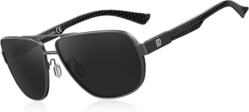 DUCO Aviator Sunglasses For Men Polarized Sunglasses Men UV Protection Carbon Fiber Temple Mens Sun glasses For Driving 3051, Black Frame Grey Lens, common on Amazon - Best Deal Finder