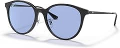 Ray-Ban Men's RB4334D Round Sunglasses, Black/Blue, 55 mm - متتبع أسعار Amazon.sa