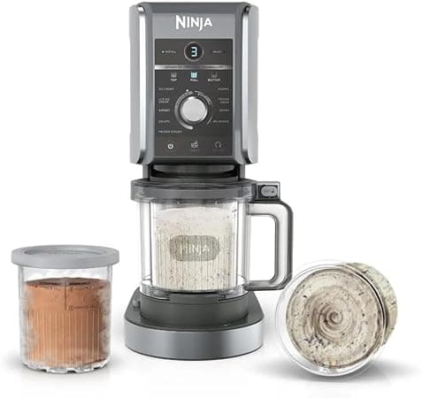 Ninja CREAMi Deluxe 11-In-1 Ice Cream Maker & Frozen Dessert Maker with 3 Tubs, Makes Ice Cream, Gelato, Sorbet, Frozen Yoghurt, Milkshakes, Slushi & More, 2-in-1 Flavour Option, Silver, NC501 on Amazon.ae - Price Tracker