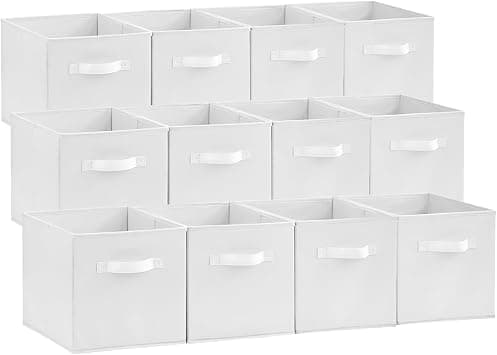Lifewit Pack of 12 Storage Cubes, Fabric Storage Boxes, Non-Woven Fabric Organiser Boxes with Handle for Cube Shelf, Folding Box, Clothes Storage, Kallax Boxes, 26.5 x 26.5 x 28 cm, White on Amazon.ae - Price Tracker