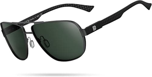 DUCO Aviator Sunglasses For Men Polarized Sunglasses Men UV Protection Carbon Fiber Temple Mens Sun glasses For Driving 3051, Black Frame Grey Lens, common on Amazon - Best Deal Finder