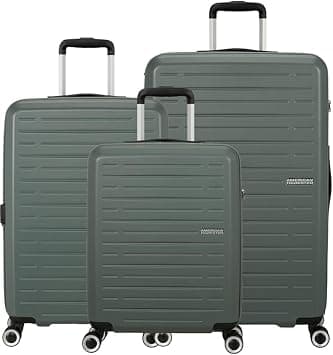 American Tourister Aerojoy 3Pcs Set (55/66/80 cm), 4 Wheels, Hard Top, ABS, Dark Forest|TSA Lock|Inner Mesh Zippered Divider|Cross Ribbons|Lightweight - 3 Years International Warranty on Amazon - Best Deal Finder