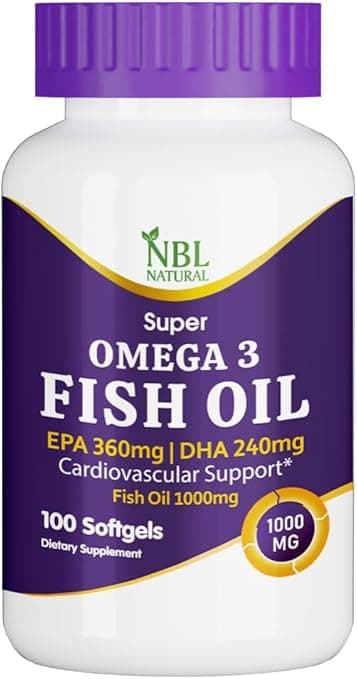 NBL Natural Fish Oil Super Omega 3 1000mg 360 EPA 240 DHA, Cardiovascular Support, 100 Softgels on Amazon.ae - Price Tracker