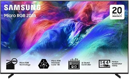 تلفزيون سامسونج 65 بوصة 4K مايكرو ار جي بي ليد (R85H) ذكي، HDR 10+، تقنية موشن اكسسيليراتور، بمعدل تحديث 144 هرتز، دولبي اتموس، محرك ايه اي، MRA65R85HAUXSA (إصدار 2026، نسخة السعودية) على أمازون - دليلك لأفضل العروض