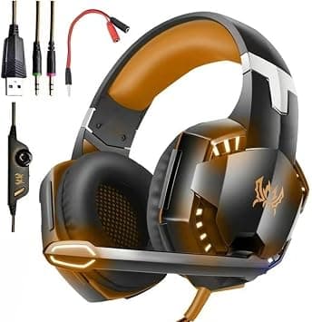 G2000 Gaming Headset with Mic Stereo Surround Sound Wired Headphones with LED Light Noise Reduction Earphones for Gaming Console Desktop Computer Laptop Pro Gamers Accessories Black Blue on Amazon - Best Deal Finder