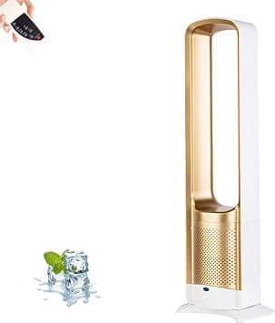 32-inch Portable Bladeless Tower Fan, Oscillating Quiet Cooling Fan With Remote Control, Timer, Touch Panel For Home Office Bedroom Gold على Amazon.ae - متتبع الأسعار