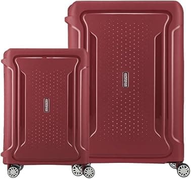 American Tourister Tribus 2Pcs Set (55/69 cm), 4 Spinner Wheels, Hard Top, Polypropylene, Red|Address Tag|TSA Lock|Dual Tube Pull Handle|Scratch Resistant Texture - 3 Years International Warranty on Amazon - Best Deal Finder