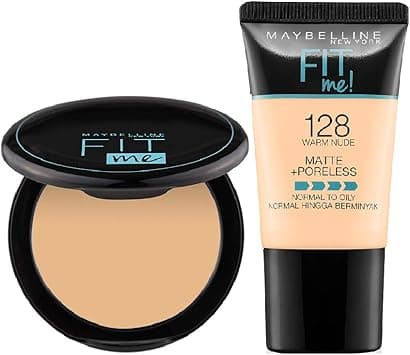 Maybelline New York Liquid Foundation + Compact Powder For All Skin Types, Matte & Poreless Finish, Ultra Blendable And Lightweight, Fit Me, 128 Warm Nude, 80 Gram, Cream on Amazon.ae - Price Tracker