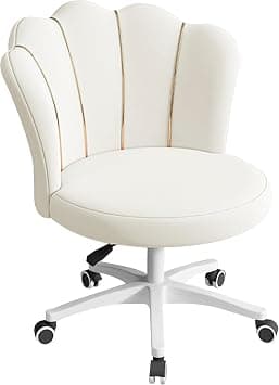 DAYONG Makeup Vanity Chair with Wheels, Adjustable Modern Velvet Accent Chairs, Comfy Home Office Desk Chairs, Swivel Vanity Chairs for Bedroom Living Room (White) on Amazon.ae - Price Tracker