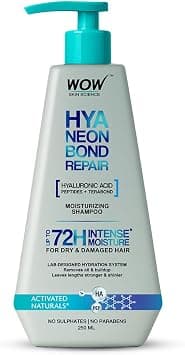WOW Skin Science HyaNeon Bond Repair Hyaluronic Shampoo for Dry & Damaged Hair | Moisturizing, Sulphate-Free Formula + Peptides & TeraBond™ Technology | 72H Intense Hydration, Shine & Strength | 250ml على Amazon.ae - متتبع الأسعار