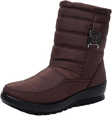 Mid Calf Boots For Women Snow Boots For Women Waterproof With Warm Fur Lining Womens Winter Non-slip Booties Comfortable Waterproof Ski Boots Insulated Booties Cotton Shoes on Amazon.ae - Price Tracker