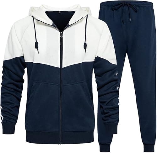 MANTORS Men's Hooded Athletic Tracksuit Casual 2 Pieces Suits Color Block Hoodies and Sweatpants Set on Amazon.ae - Price Tracker