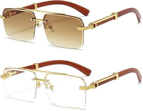 Gleyemor Mens Sunglasses Fashion Rimless Rectangle Sunglasses Square Frameless Sunglasses for Men on Amazon - Best Deal Finder