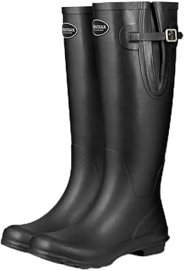 Women's Wide Calf Wellington Rain Boots, Adjustable Waterproof Natural Rubber Tall Boots, Non-Slip Sole for Gardening, Dog Walking & Outdoor Wet Weather على Amazon.ae - متتبع الأسعار