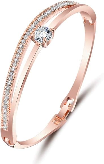 Shining Diva Fashion Stylish 18k Rose Gold Plated Crystal Bangle Bracelet for Women-(9814b) on Amazon.ae - Price Tracker