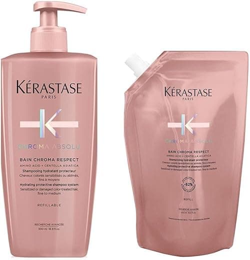 Kerastase Chroma Absolu Bain Riche Chroma Respect Shampoo & Refill - Nourishes & Protects Color, Seals Fiber Porosity, For Medium to Thick Hair, 500ML + 500ML Refill Pouch on Amazon.ae - Price Tracker
