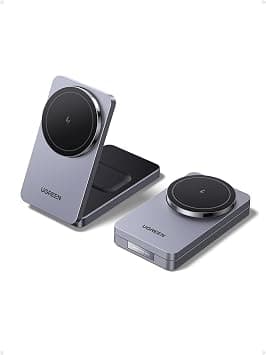 UGREEN MagFlow Wireless Charger 15W, 2 in 1 Magnetic Charging Station Qi Certified Fast Charging Stand, Foldable Magsafe Charger Compatible with iPhone 16/15/14/13/12, AirPods 4/3/2, with 1M Cable on Amazon.ae - Price Tracker