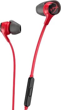 HyperX Cloud Earbuds II – 14mm Drivers, Four Eartips, Hard-Shell Carrying Case, Low-Profile 90° Plug, 3.5mm Plug, Built-in Microphone, Multi-Function Button, PC, Mobile, Nintendo Switch – Red على Amazon.ae - متتبع الأسعار