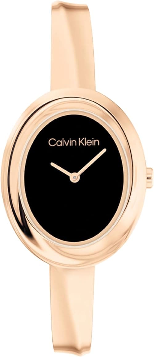 Calvin Klein TWISTED BEZEL WOMENS BLACK DIAL IONIC PLATED ROSE GOLD STEEL Watch - 25100057 on Amazon.ae - Price Tracker