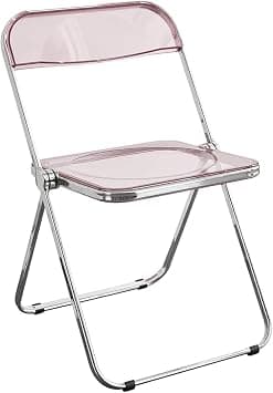 Clear Acrylic Folding Chair with Steel Chrome Frame, Luxury Transparent Foldable Chair for Dining, Makeup, Home, Office, Party & Events Indoor and Outdoor (Pink) on Amazon.ae - Price Tracker