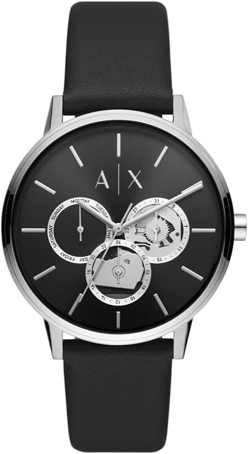 Armani Exchange Watch for Men, Quartz Movement, 42 mm, Black Stainless Steel case with a Leather Strap, AX2745 on Amazon.ae - Price Tracker