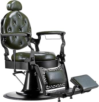 Barber Chair Heavy Duty Metal Frame, Large Pump Hydraulic, Swivel & Reclining Chair, Men's Hair Styling, Hair Cutting Salon Chair (Green-black) on Amazon.ae - Price Tracker