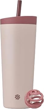 Blender Bottle 2-in-1 Insulated Stainless Steel Shaker Tumbler, Swig Leakproof Lid, Straw, BlenderBall, BPA Free, For Protein Shakes, Smoothies, And Pre Workout, 24 oz, Red/Tan (Sahara Sunset) على Amazon.ae - متتبع الأسعار